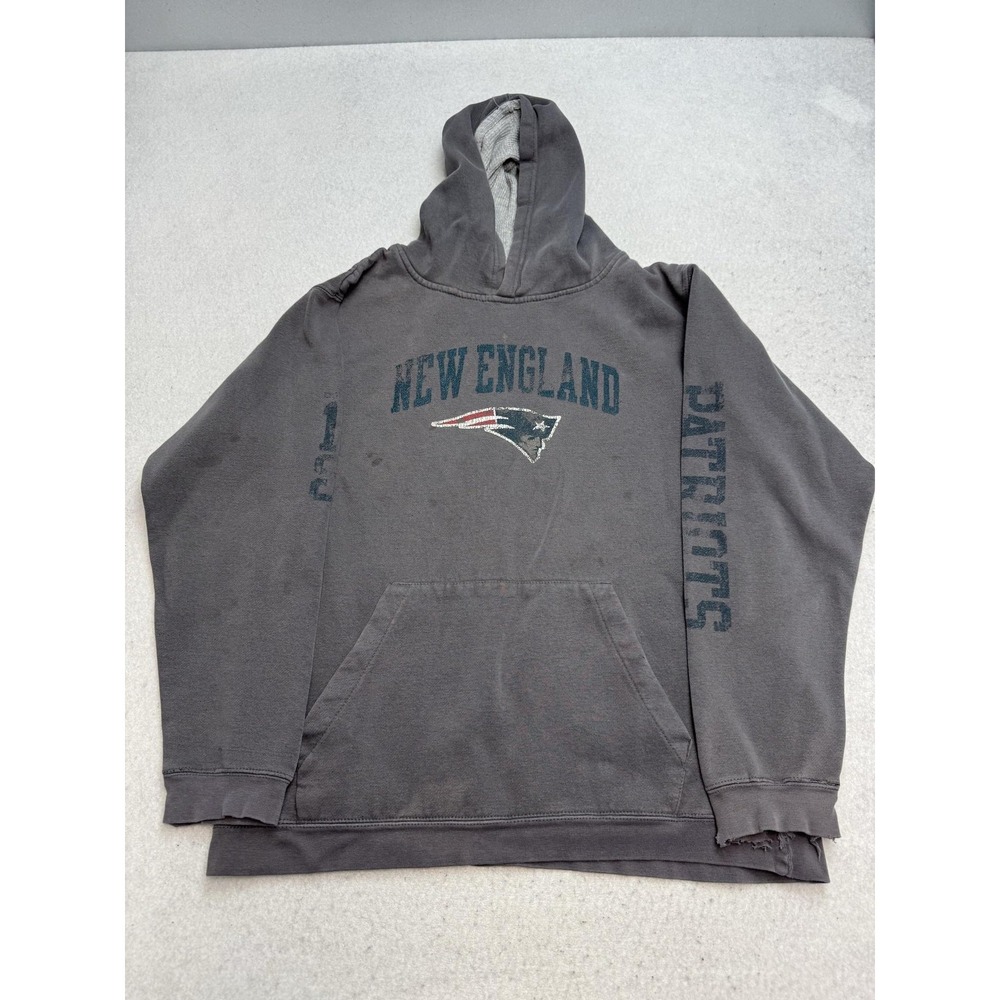 New England Patriots Hoodie Mens MGray NFL Football Reebok Graphic Sweatshirt